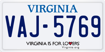 VA license plate VAJ5769