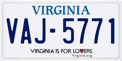 VA license plate VAJ5771