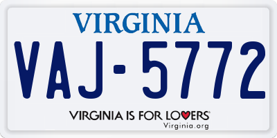 VA license plate VAJ5772