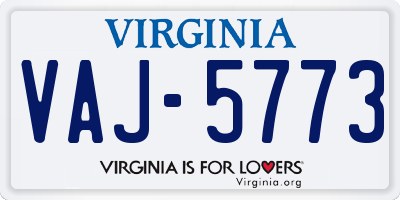 VA license plate VAJ5773