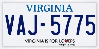 VA license plate VAJ5775