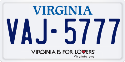 VA license plate VAJ5777