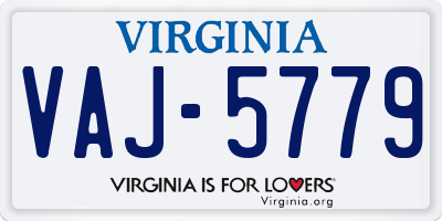 VA license plate VAJ5779