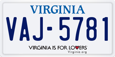 VA license plate VAJ5781