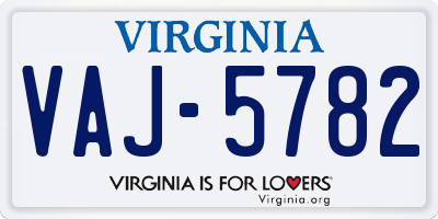 VA license plate VAJ5782