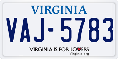VA license plate VAJ5783