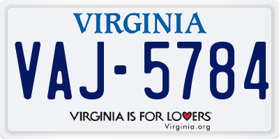 VA license plate VAJ5784