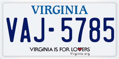VA license plate VAJ5785