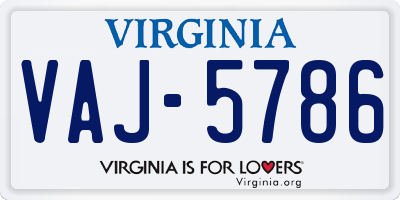 VA license plate VAJ5786
