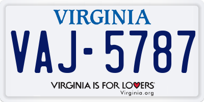VA license plate VAJ5787