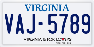 VA license plate VAJ5789