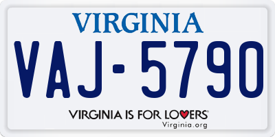 VA license plate VAJ5790