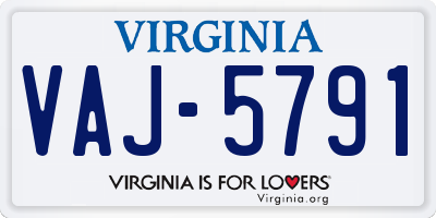 VA license plate VAJ5791