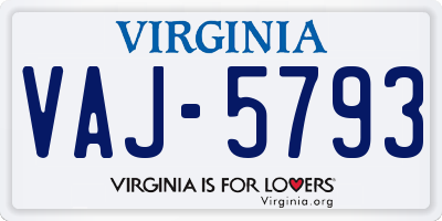 VA license plate VAJ5793