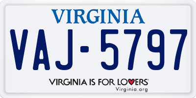 VA license plate VAJ5797