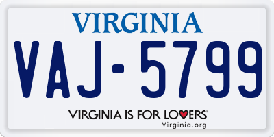 VA license plate VAJ5799