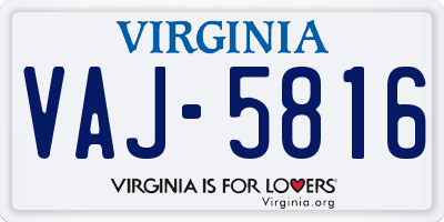 VA license plate VAJ5816