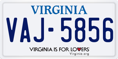 VA license plate VAJ5856