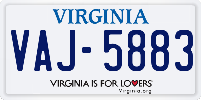 VA license plate VAJ5883
