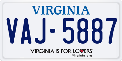VA license plate VAJ5887