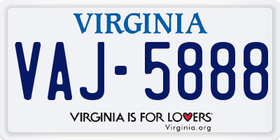 VA license plate VAJ5888
