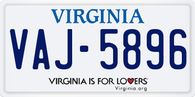 VA license plate VAJ5896