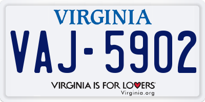 VA license plate VAJ5902