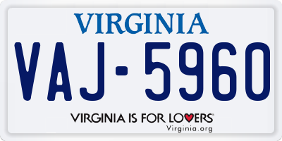 VA license plate VAJ5960