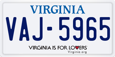 VA license plate VAJ5965