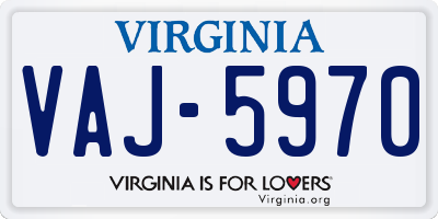 VA license plate VAJ5970