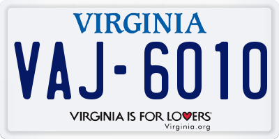 VA license plate VAJ6010