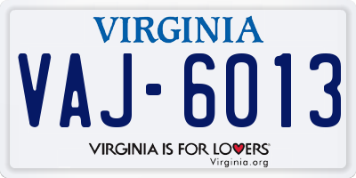 VA license plate VAJ6013