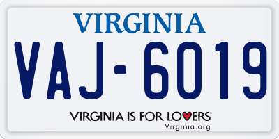 VA license plate VAJ6019