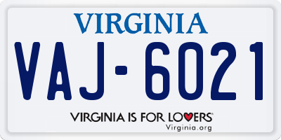 VA license plate VAJ6021