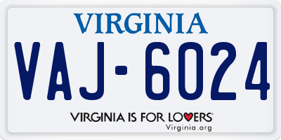 VA license plate VAJ6024