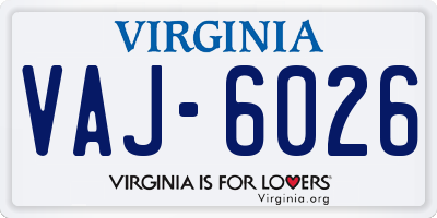 VA license plate VAJ6026