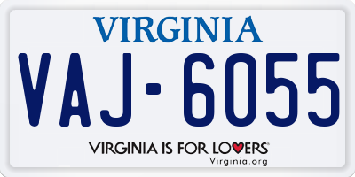 VA license plate VAJ6055