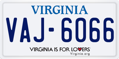 VA license plate VAJ6066