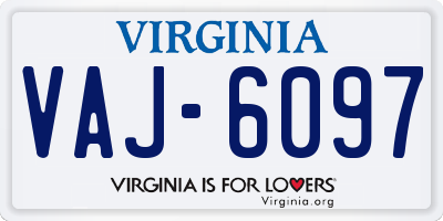 VA license plate VAJ6097