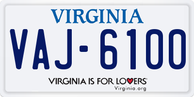 VA license plate VAJ6100
