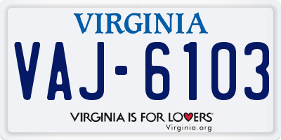 VA license plate VAJ6103