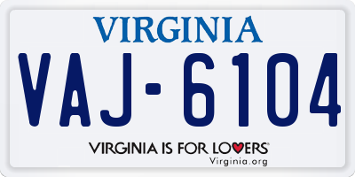 VA license plate VAJ6104