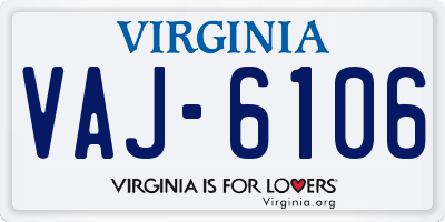 VA license plate VAJ6106