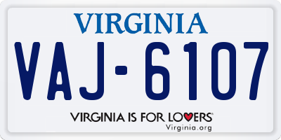 VA license plate VAJ6107