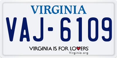 VA license plate VAJ6109