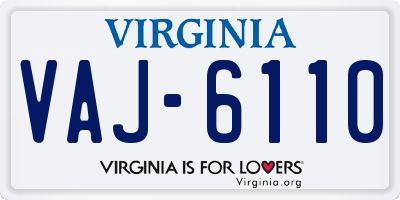 VA license plate VAJ6110