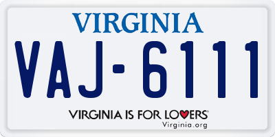 VA license plate VAJ6111