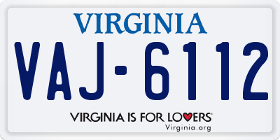VA license plate VAJ6112