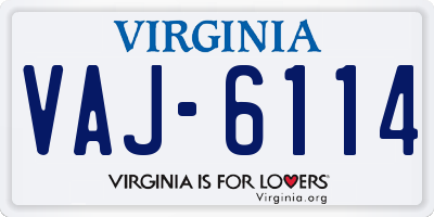 VA license plate VAJ6114