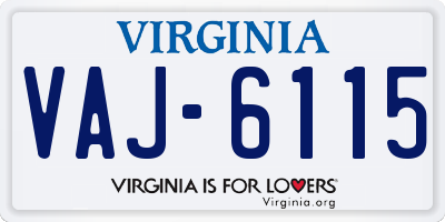 VA license plate VAJ6115